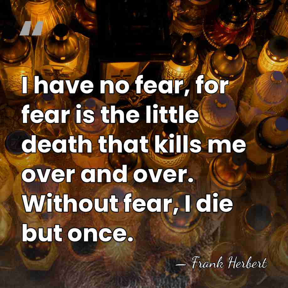 I have no fear, for fear is the little death that kills&hellip; - Frank Herbert
