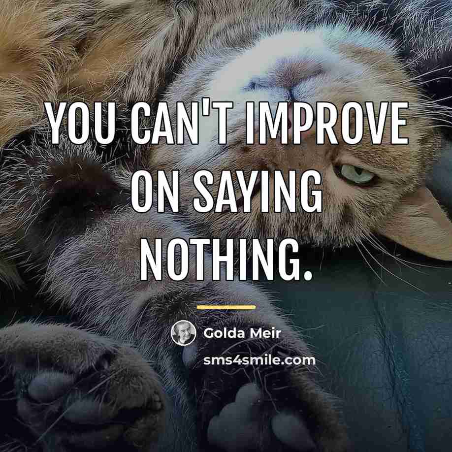 “You can't improve on saying nothing.…” quote by Golda Meir