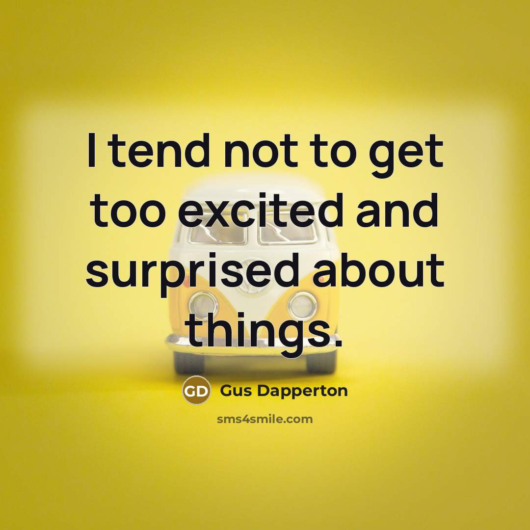 “I tend not to get too excited and surprised about…” quote by Gus Dapperton