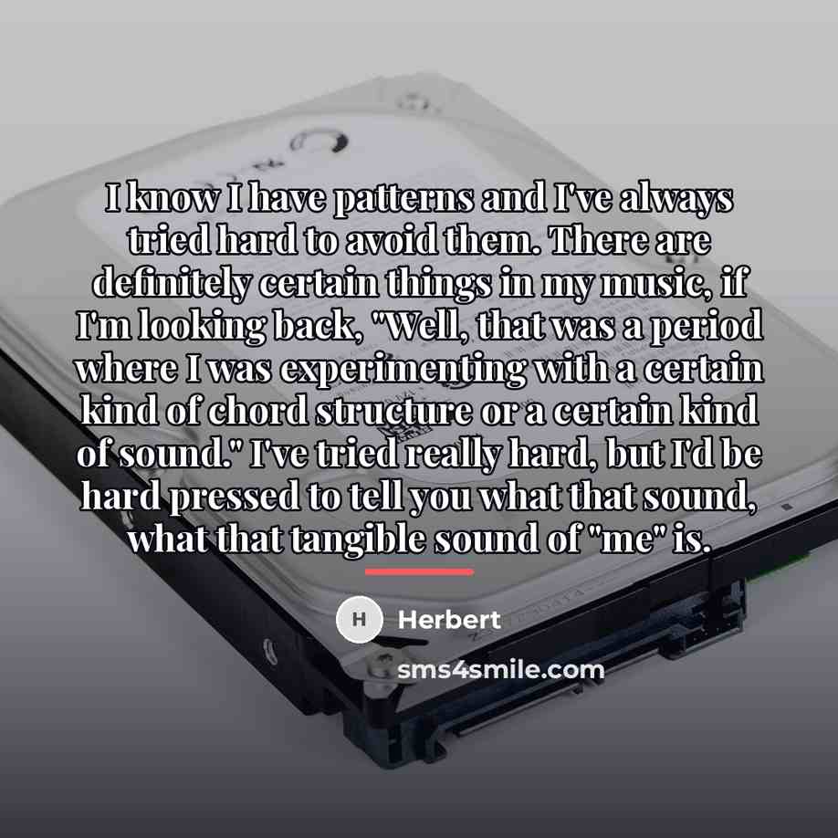 “I know I have patterns and I've always tried hard…” quote by Herbert