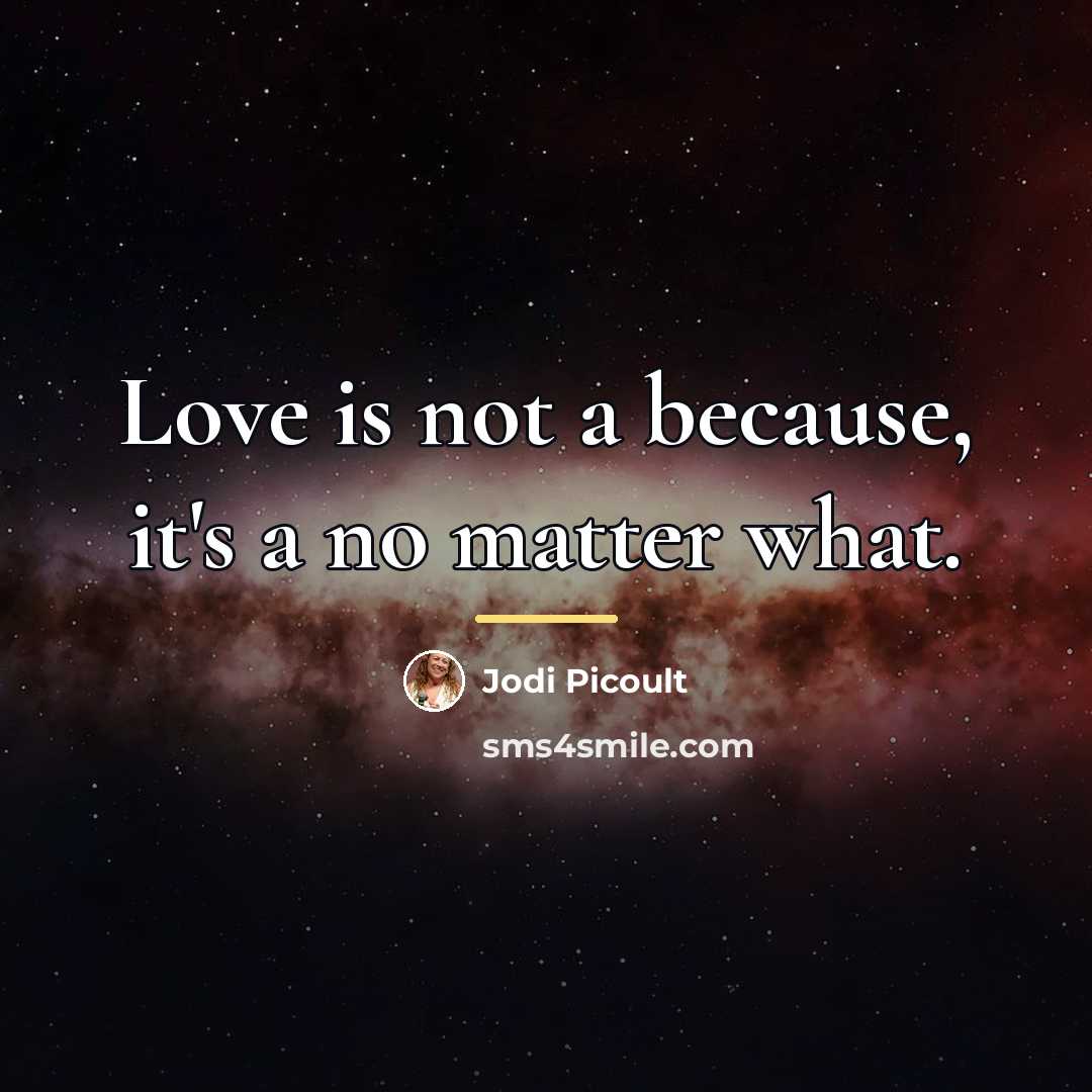 “Love is not a because, it's a no matter what.…” quote by Jodi Picoult