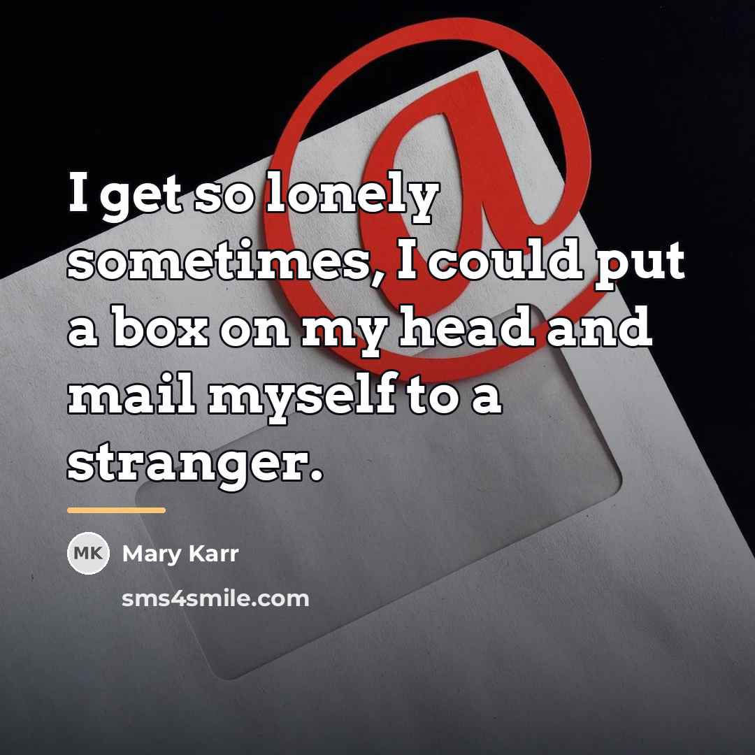 “I get so lonely sometimes, I could put a box…” quote by Mary Karr