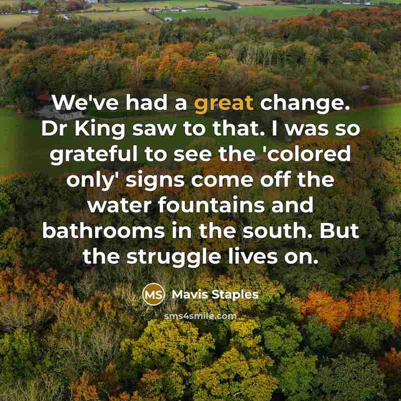 “We've had a great change. Dr King saw to that.…” quote by Mavis Staples