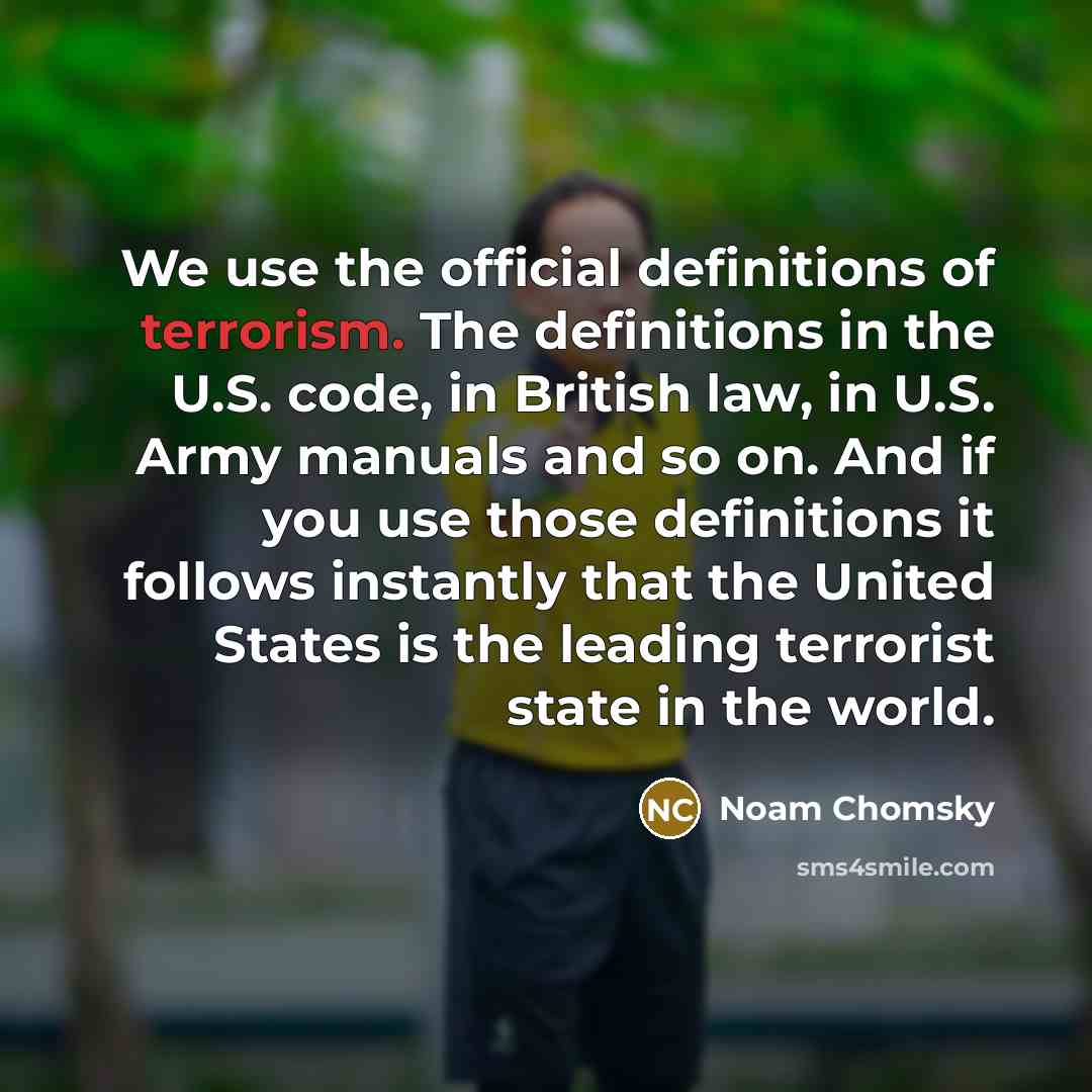 “We use the official definitions of terrorism. The definitions in…” quote by Noam Chomsky