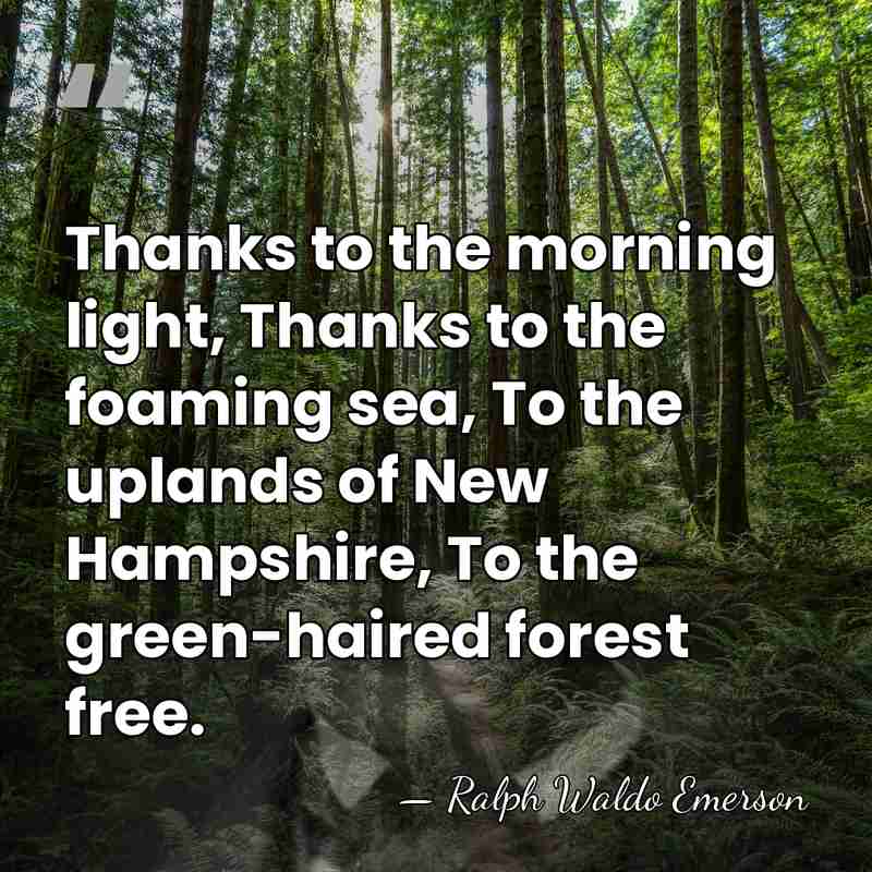 Thanks to the morning light, Thanks to the foaming sea, To the&hellip; - Ralph Waldo Emerson