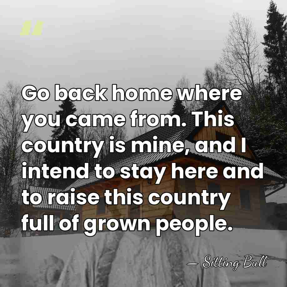 Go back home where you came from. This country is mine, and&hellip; - Sitting Bull