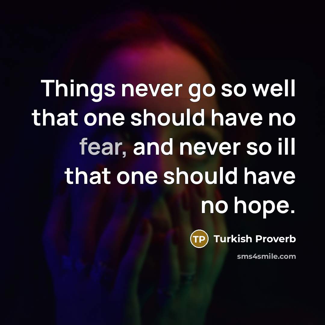 “Things never go so well that one should have no…” quote by Turkish Proverb