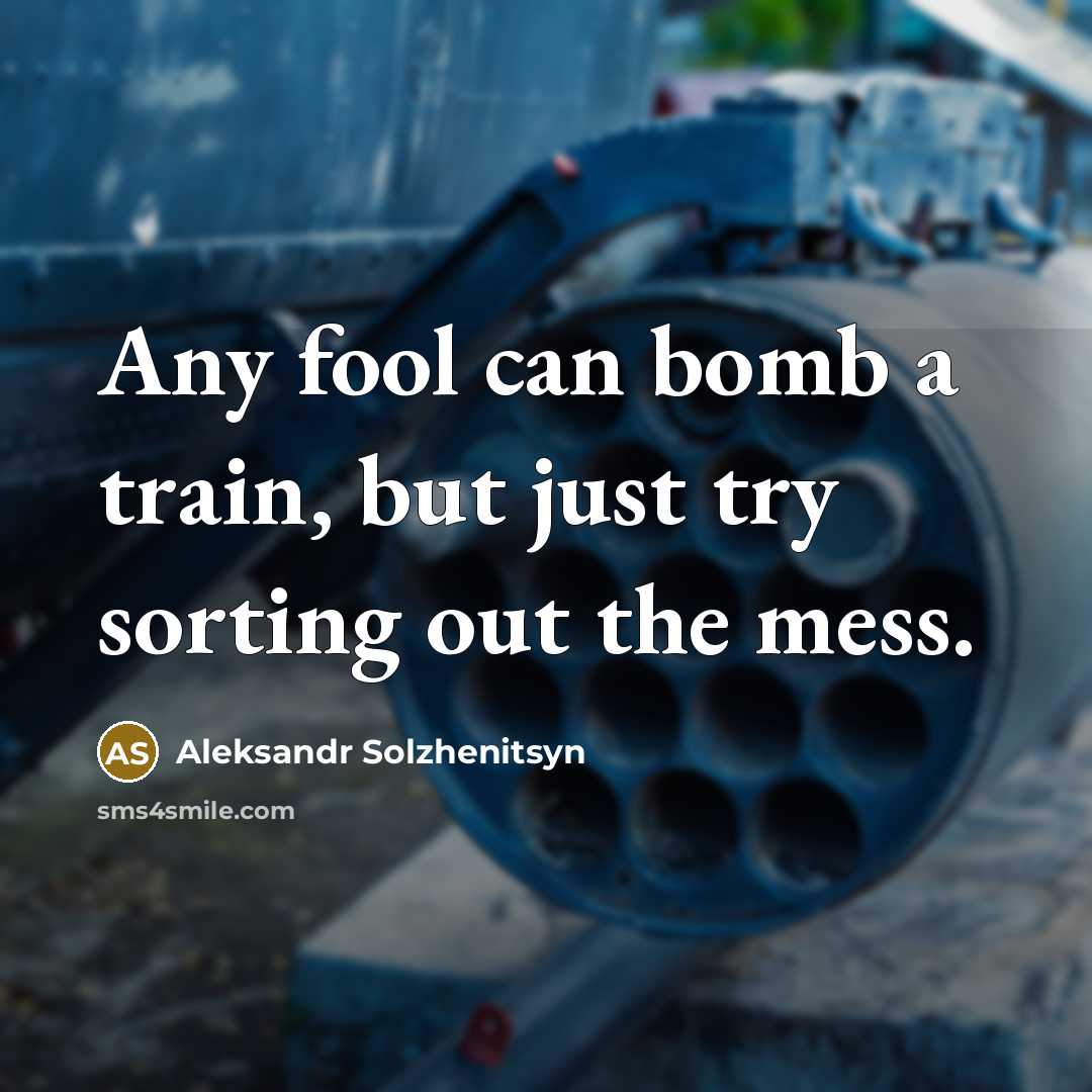 “Any fool can bomb a train, but just try sorting…” quote by Aleksandr Solzhenitsyn