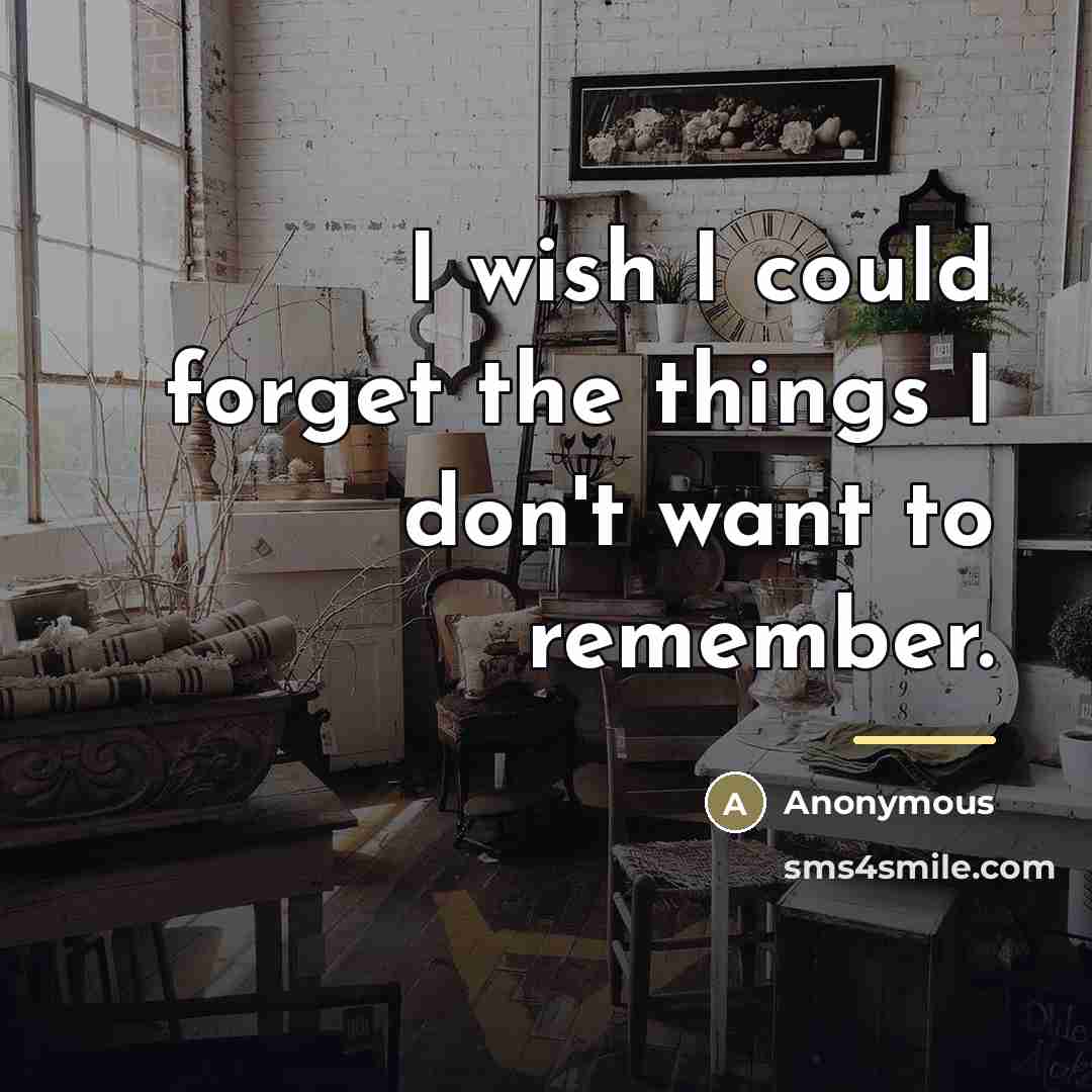 “I wish I could forget the things I don't want…” quote by Anonymous