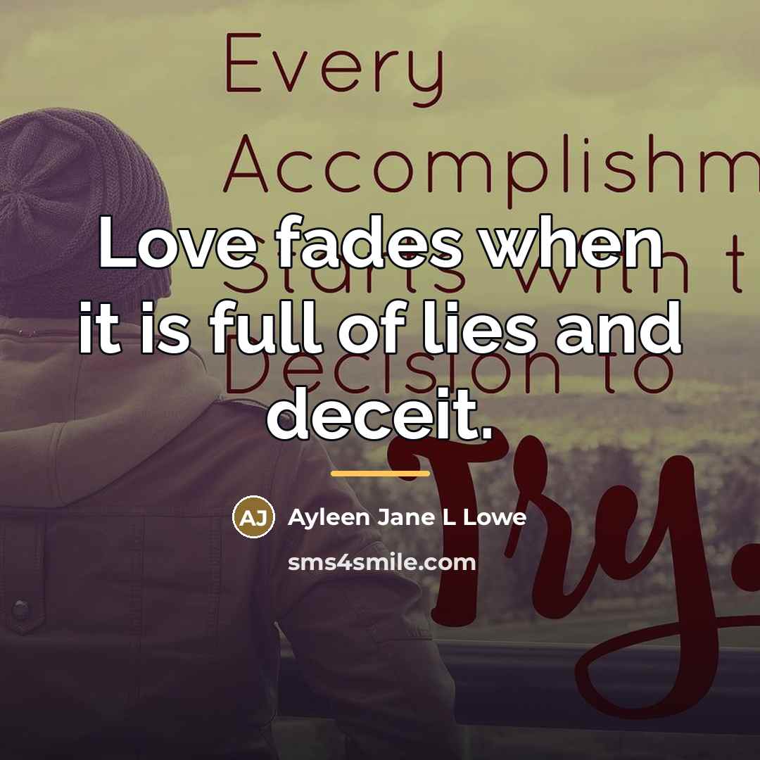 “Love fades when it is full of lies and deceit.…” quote by Ayleen Jane L Lowe