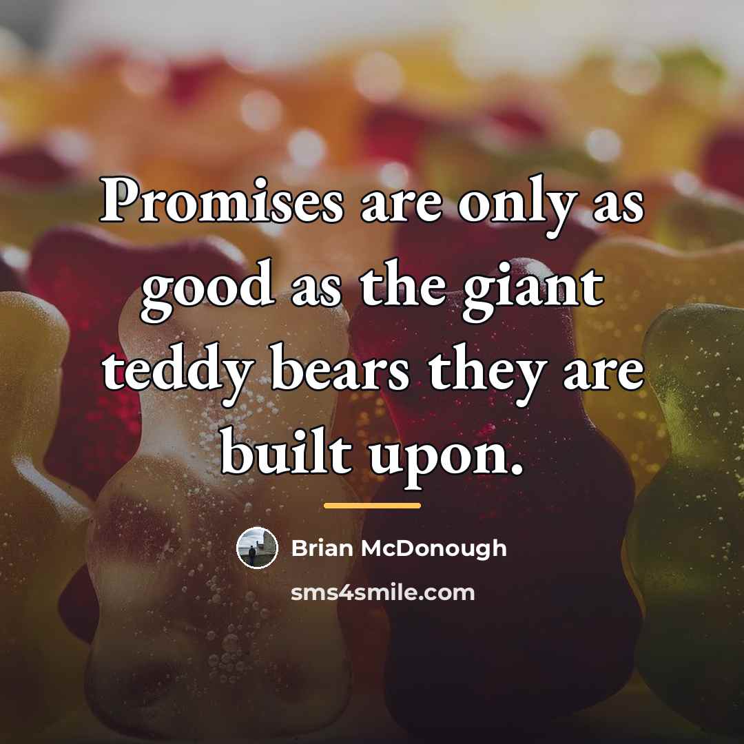 “Promises are only as good as the giant teddy bears…” quote by Brian McDonough