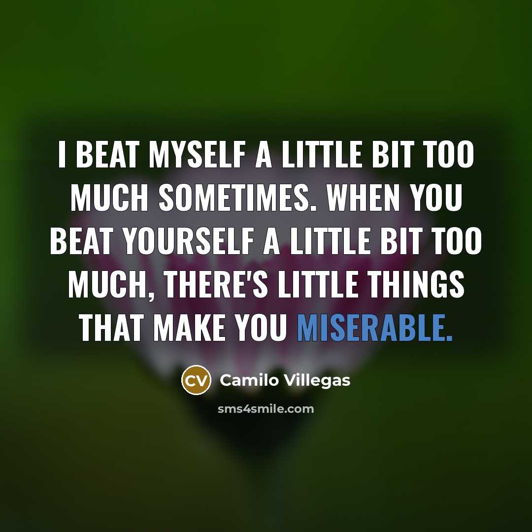 “I beat myself a little bit too much sometimes. When…” quote by Camilo Villegas