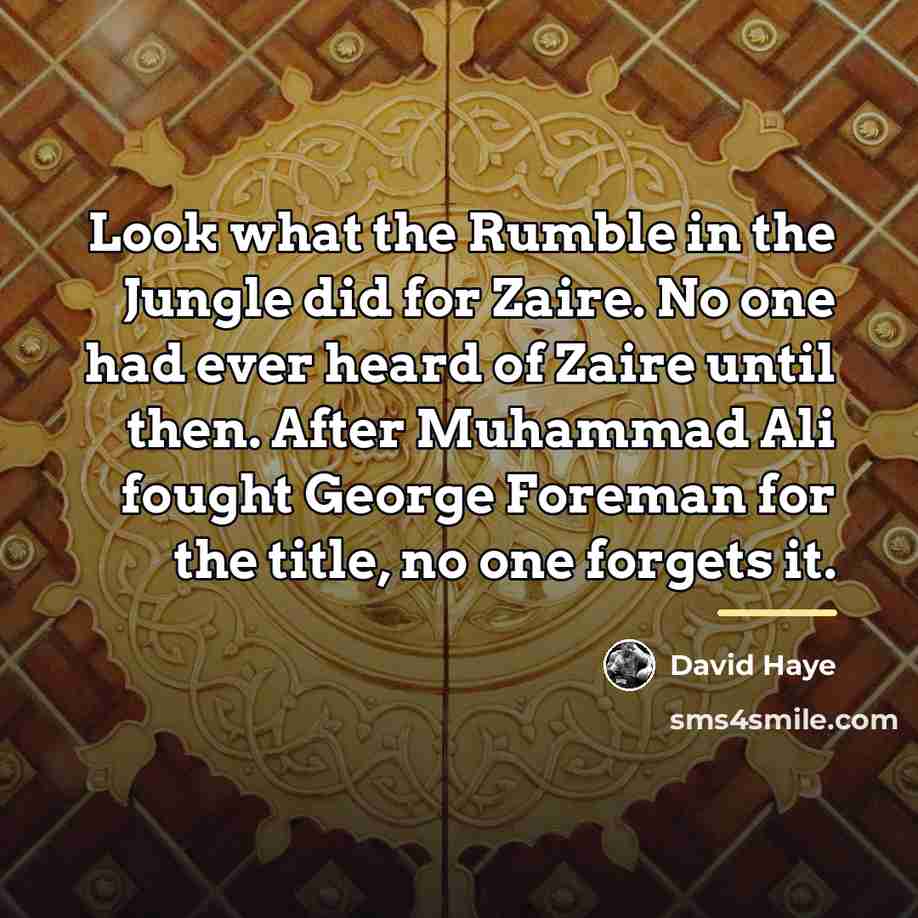“Look what the Rumble in the Jungle did for Zaire.…” quote by David Haye