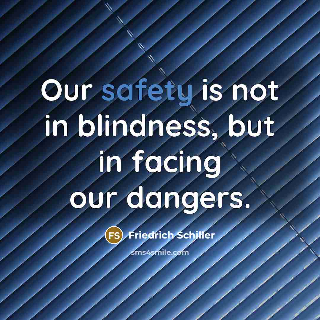 “Our safety is not in blindness, but in facing our…” quote by Friedrich Schiller