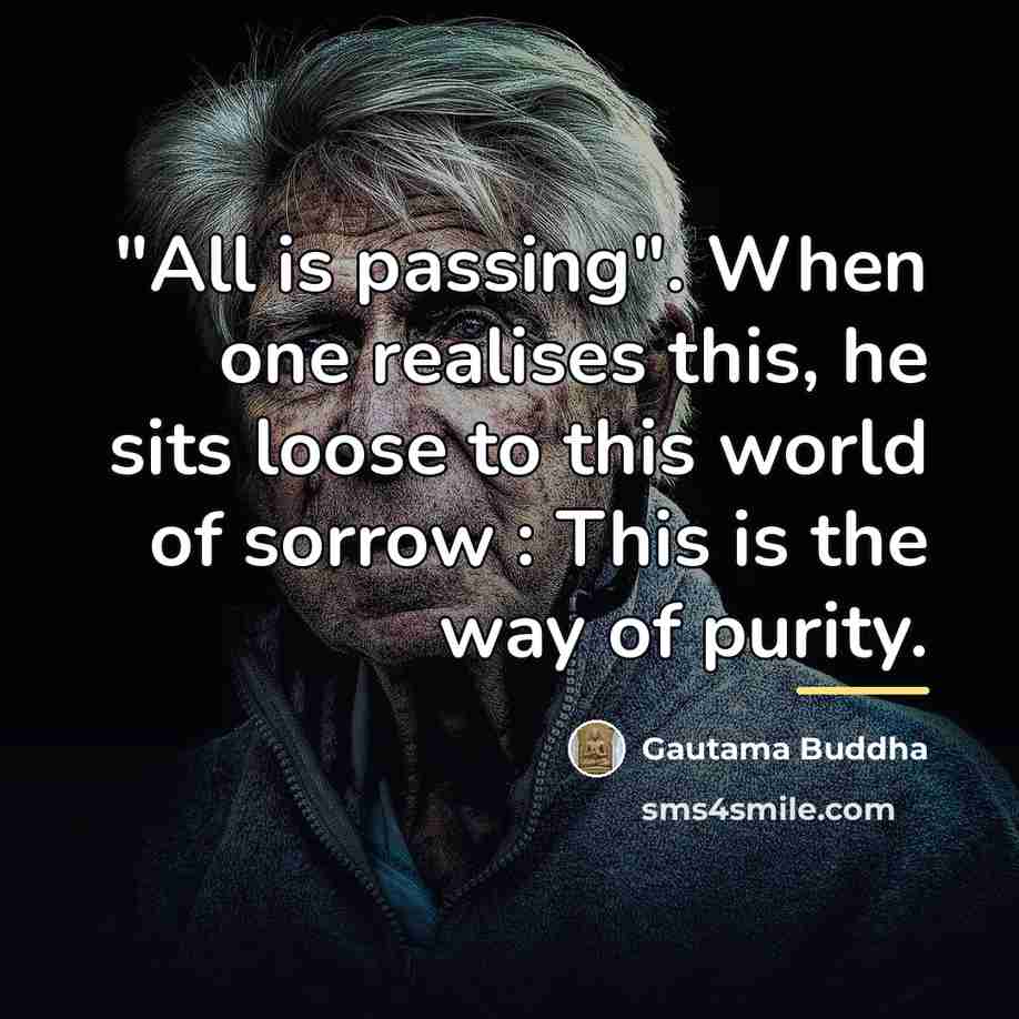 “"All is passing". When one realises this, he sits loose…” quote by Gautama Buddha