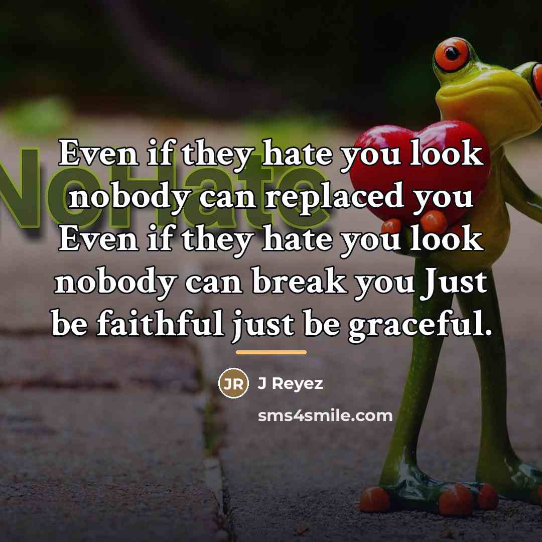 “Even if they hate you look nobody can replaced you…” quote by Anonymous