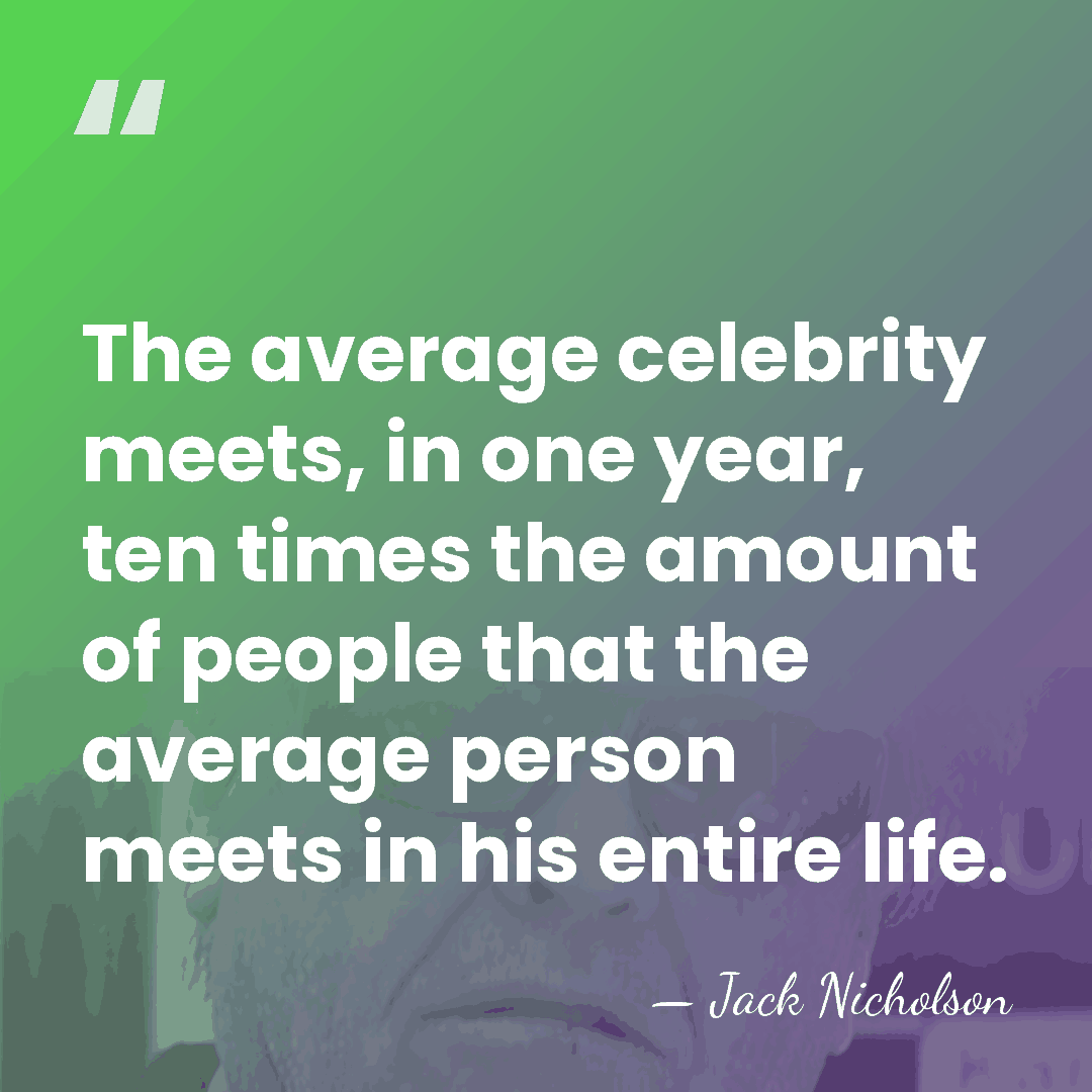 The average celebrity meets, in one year, ten times the amount of&hellip; - Jack Nicholson