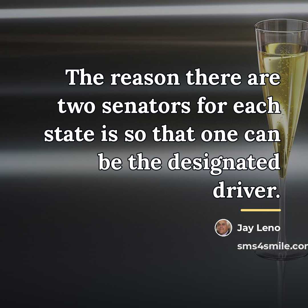 “The reason there are two senators for each state is…” quote by Jay Leno