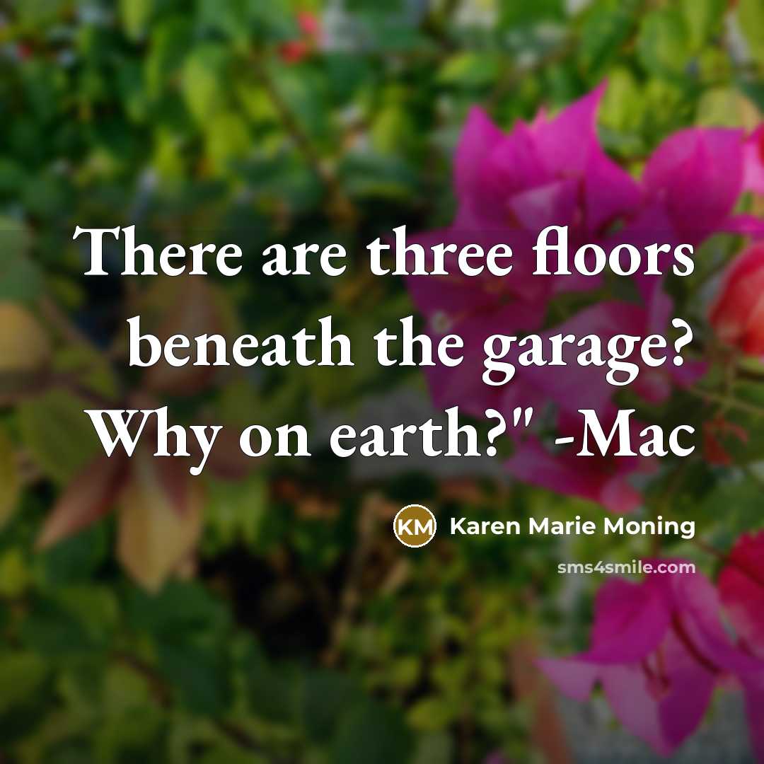 “There are three floors beneath the garage? Why on earth?"…” quote by Karen Marie Moning