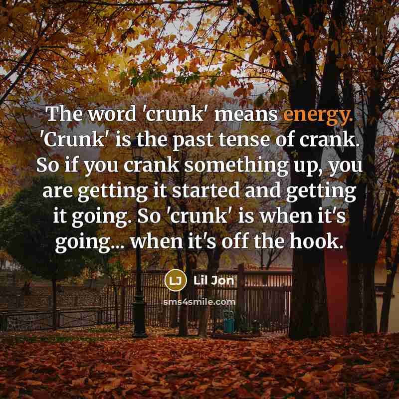 “The word 'crunk' means energy. 'Crunk' is the past tense…” quote by Lil Jon