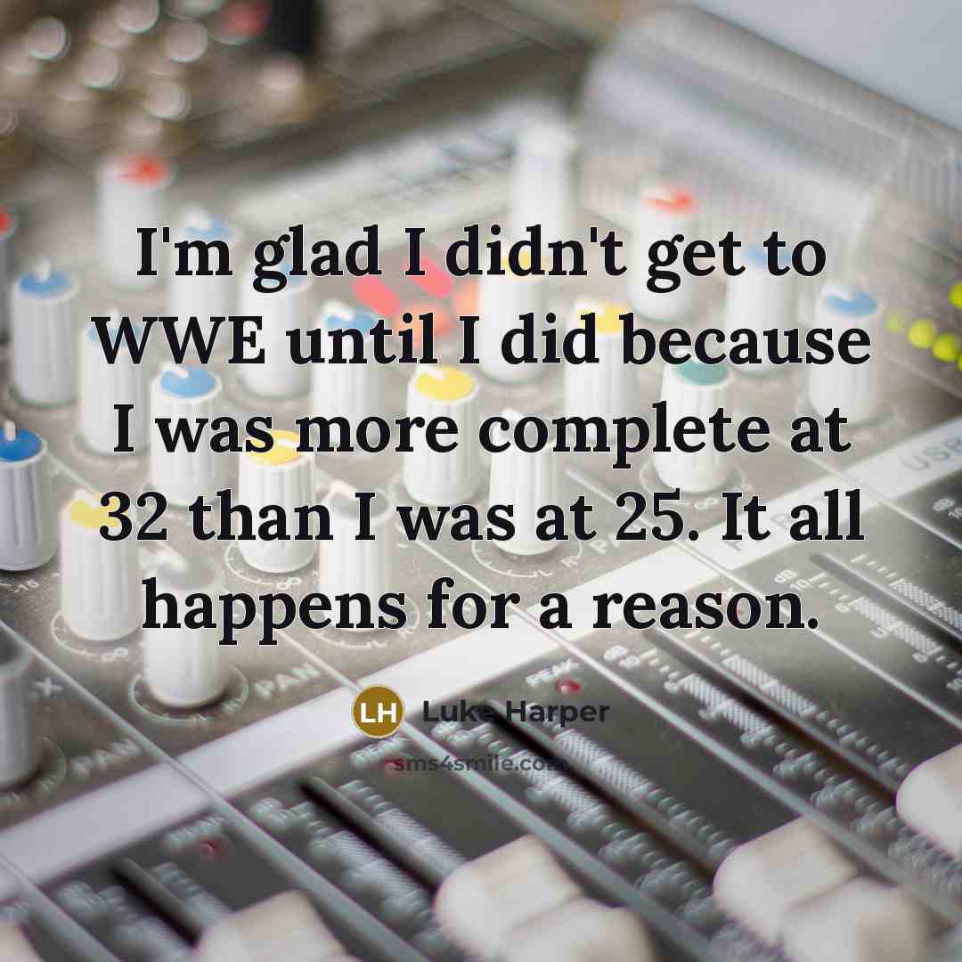 “I'm glad I didn't get to WWE until I did…” quote by Luke Harper
