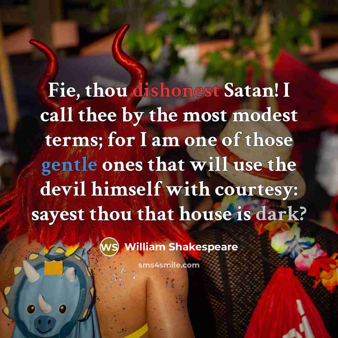 “Fie, thou dishonest Satan! I call thee by the most…” quote by William Shakespeare