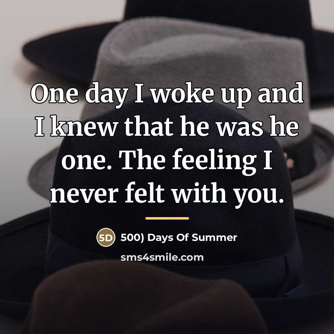“One day I woke up and I knew that he…” quote by 500) Days Of Summer