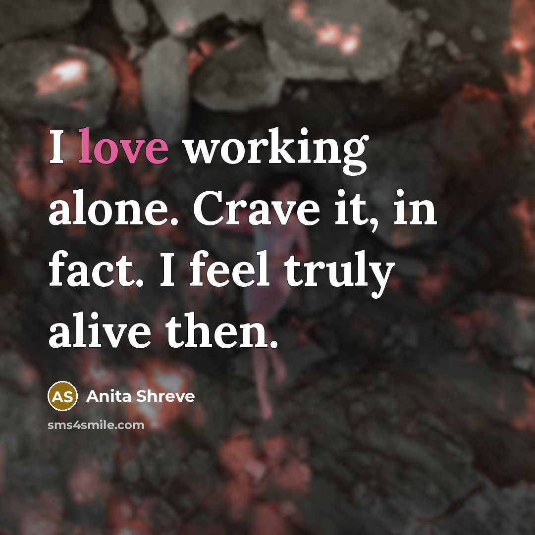 “I love working alone. Crave it, in fact. I feel…” quote by Anita Shreve