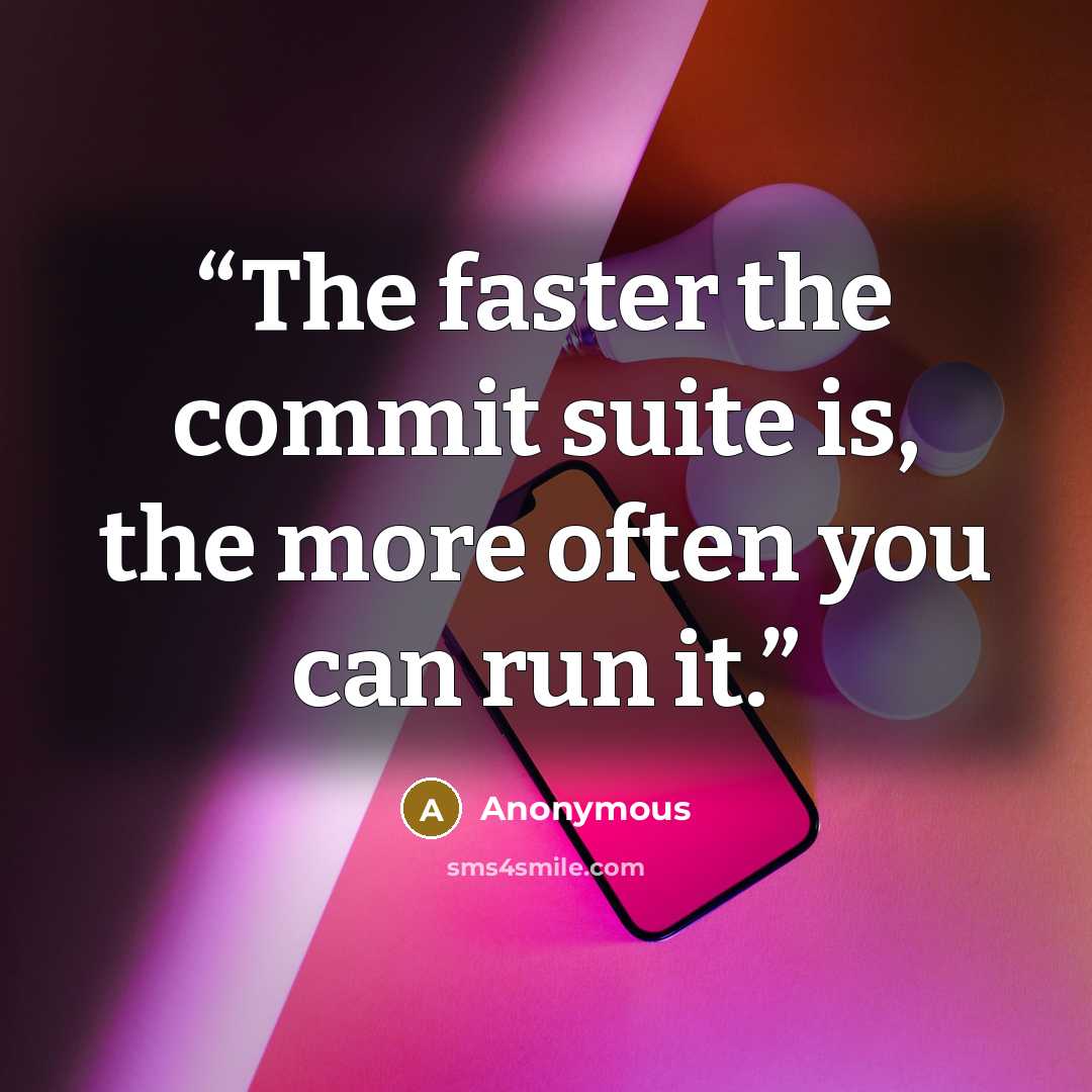 “The faster the commit suite is, the more often you can run it.” quote by Anonymous