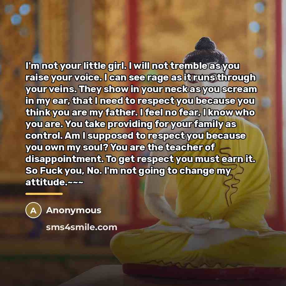“I'm not your little girl. I will not tremble as…” quote by Anonymous