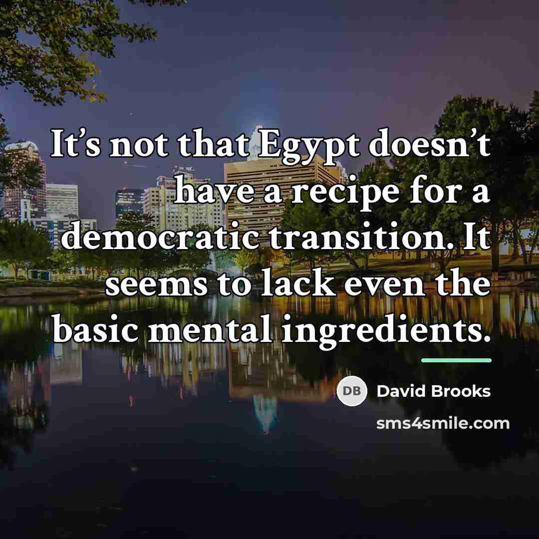“It’s not that Egypt doesn’t have a recipe for a…” quote by David Brooks