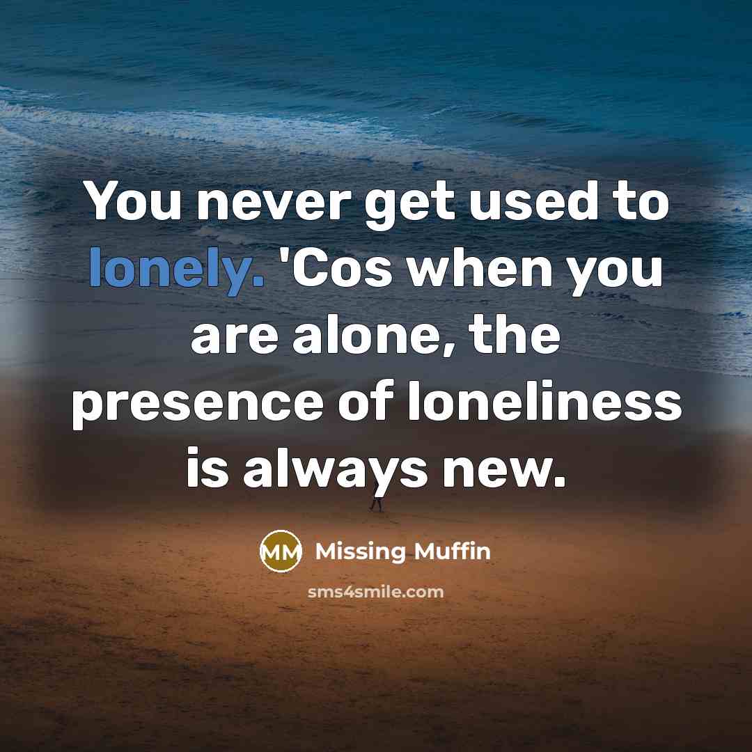 “You never get used to lonely. 'Cos when you are…” quote by Missing Muffin