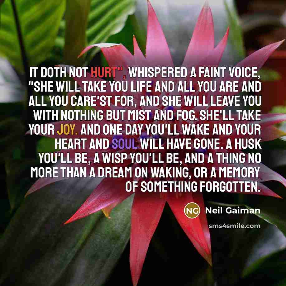 “It doth not hurt", whispered a faint voice, "She will…” quote by Neil Gaiman