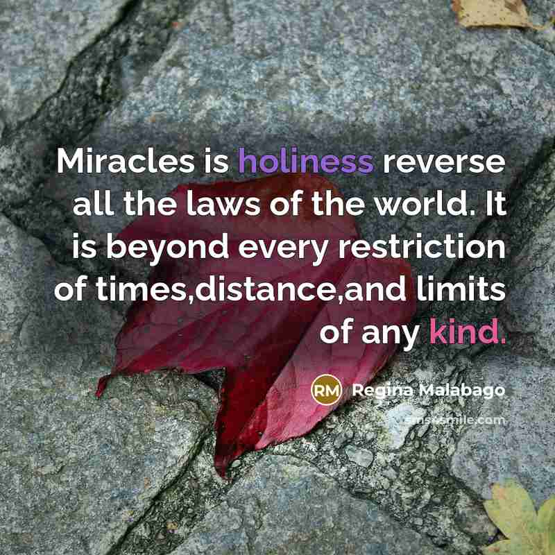 “Miracles is holiness reverse all the laws of the world.…” quote by Regina Malabago