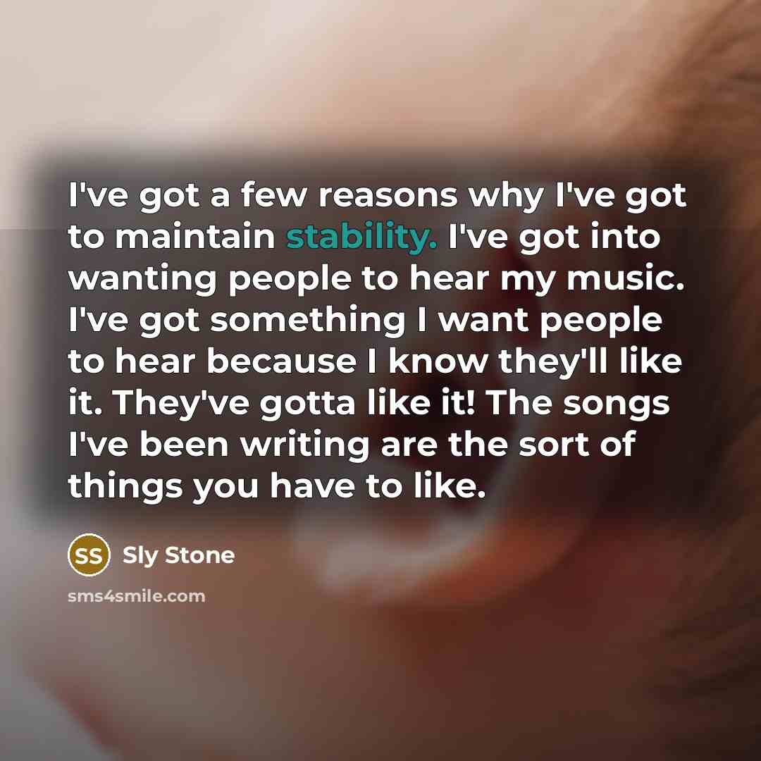 “I've got a few reasons why I've got to maintain…” quote by Sly Stone