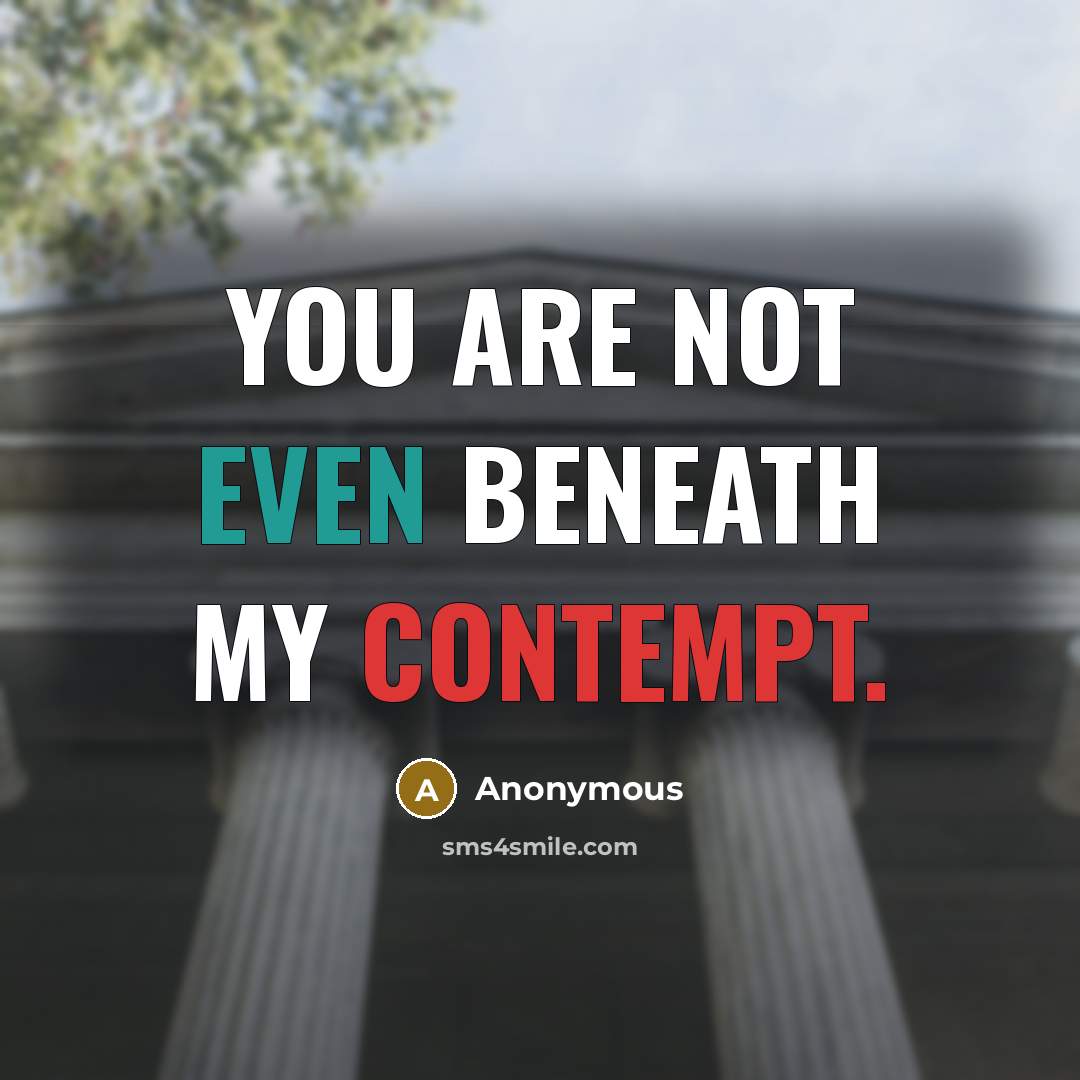 “You are not even beneath my contempt.” quote by Anonymous