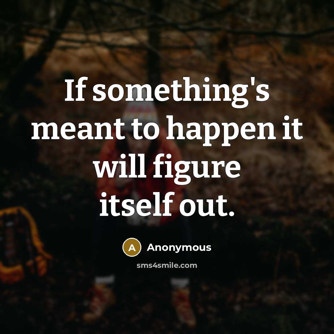 “If something's meant to happen it will figure itself out.…” quote by Anonymous