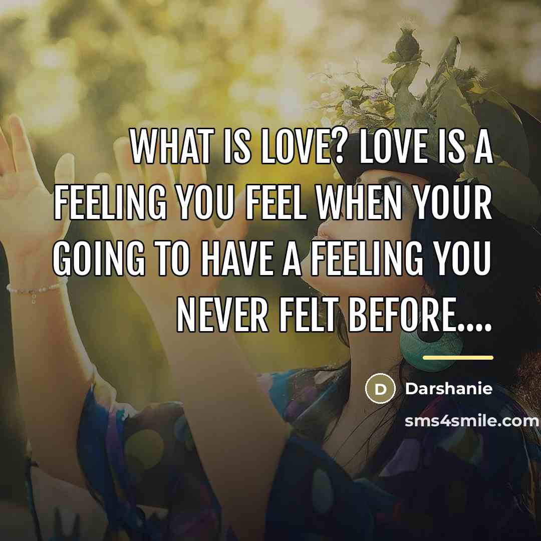 “What is love? Love is a feeling you feel when…” quote by Darshanie