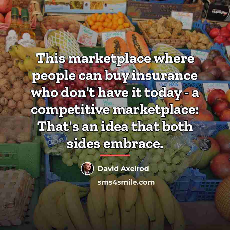 “This marketplace where people can buy insurance who don't have…” quote by David Axelrod