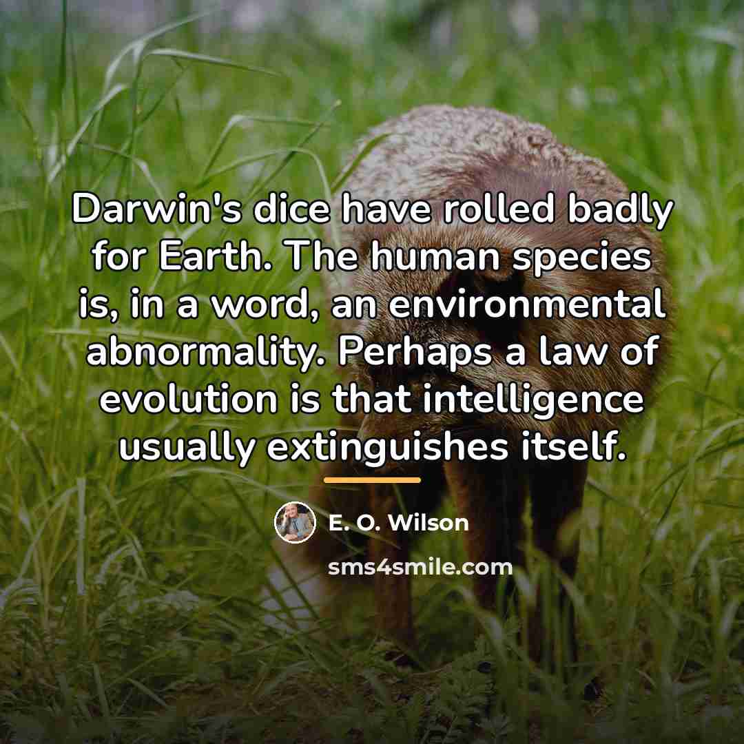 “Darwin's dice have rolled badly for Earth. The human species…” quote by E. O. Wilson