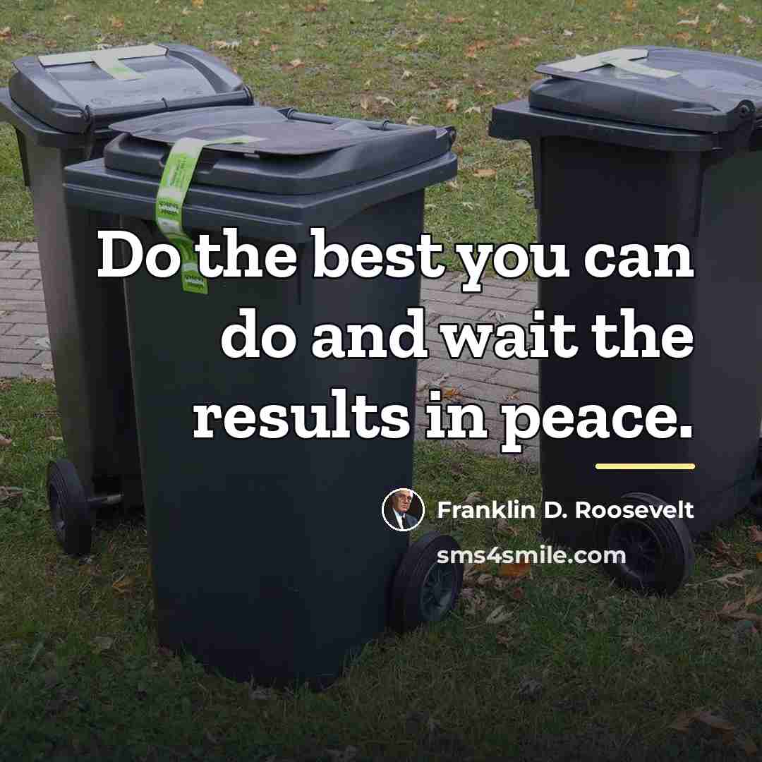 “Do the best you can do and wait the results…” quote by Franklin D. Roosevelt