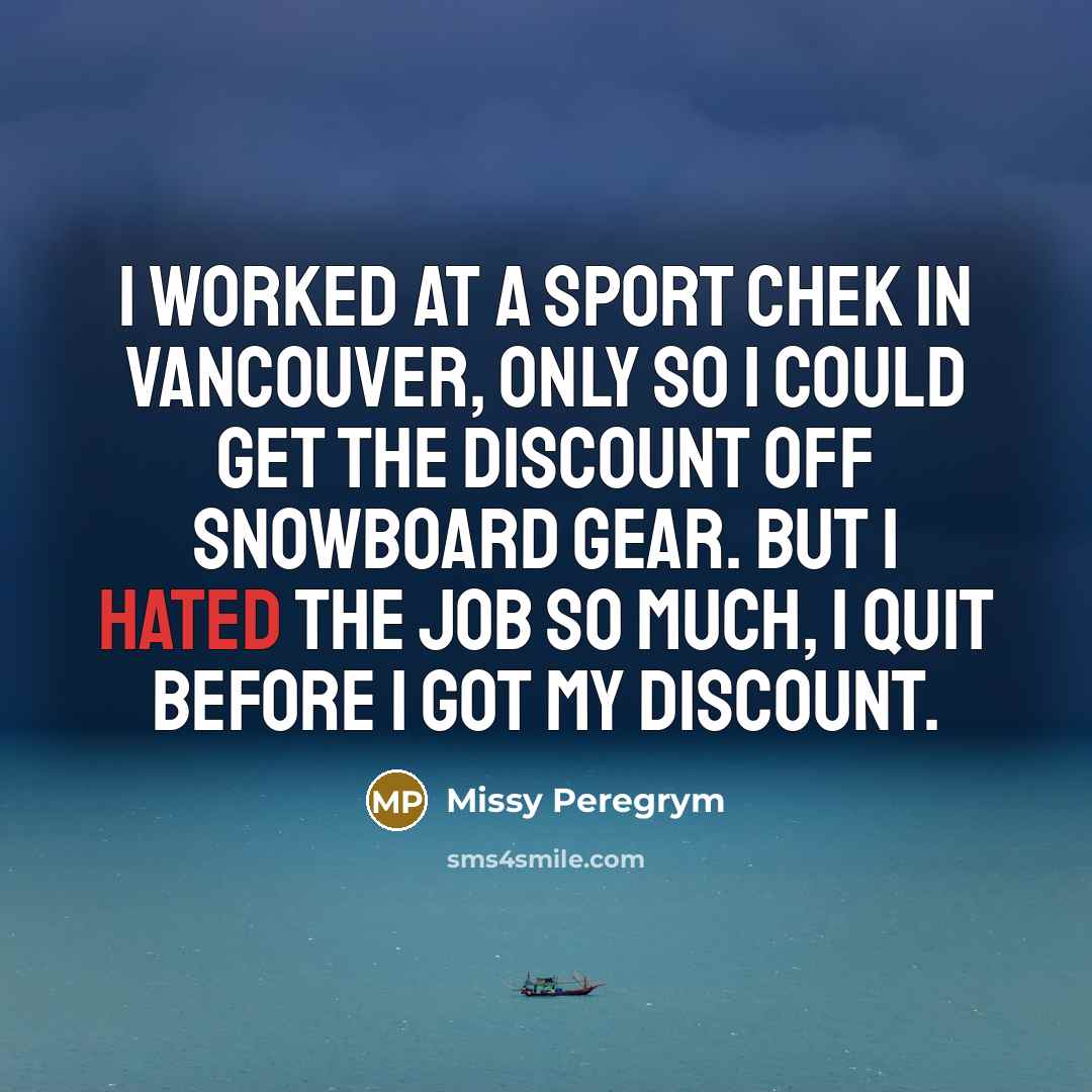 “I worked at a Sport Chek in Vancouver, only so…” quote by Missy Peregrym