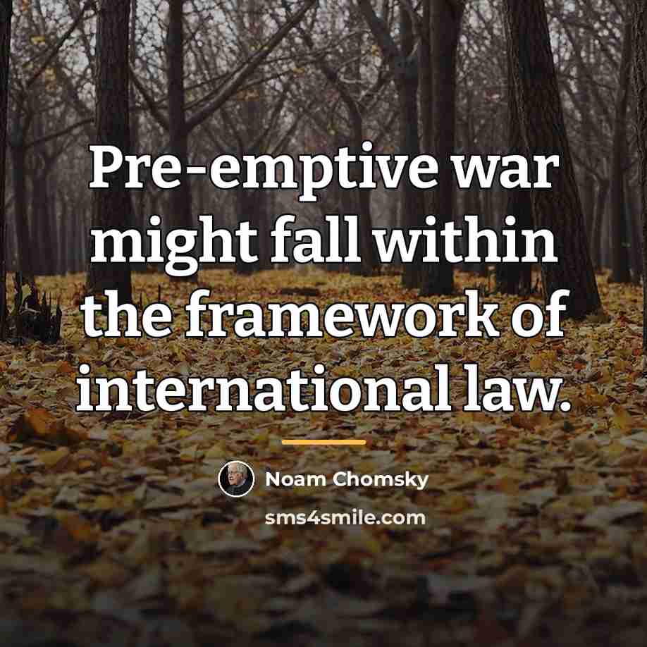 “Pre-emptive war might fall within the framework of international law.…” quote by Noam Chomsky
