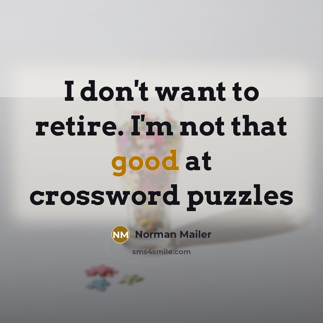 “I don't want to retire. I'm not that good at…” quote by Norman Mailer