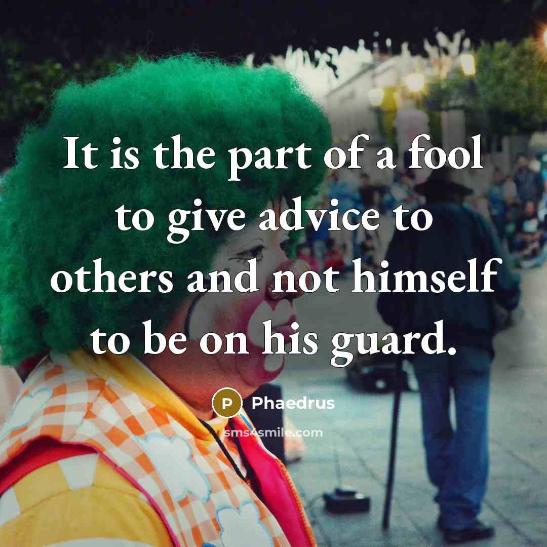 “It is the part of a fool to give advice…” quote by Phaedrus