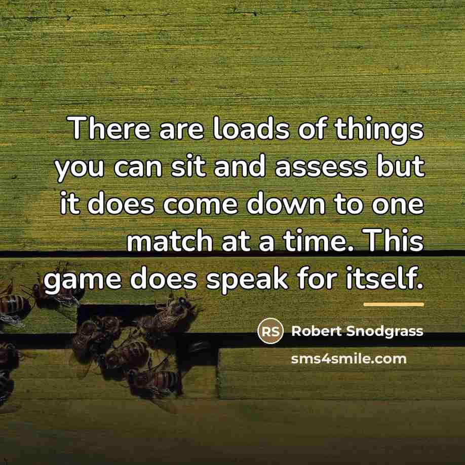“There are loads of things you can sit and assess…” quote by Robert Snodgrass