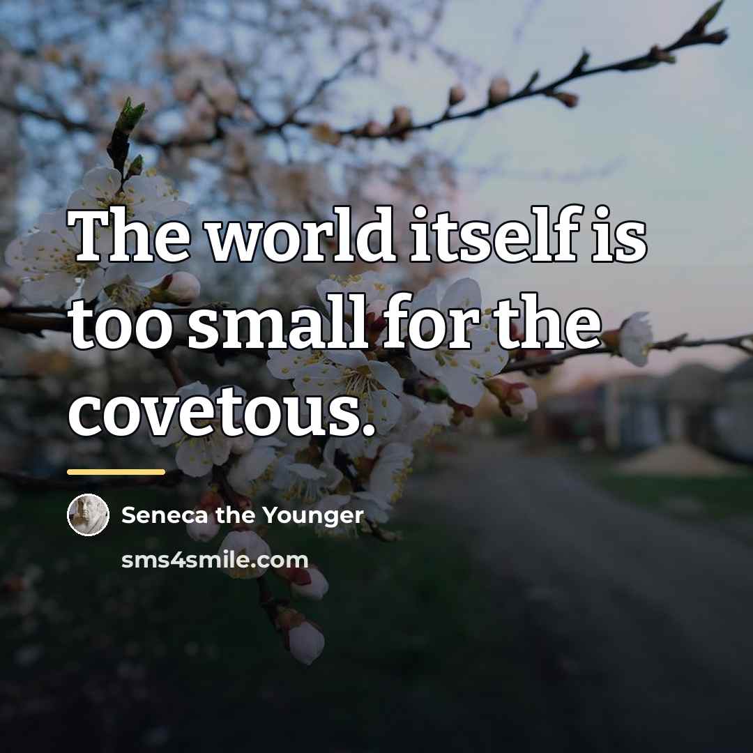 “The world itself is too small for the covetous.…” quote by Seneca the Younger