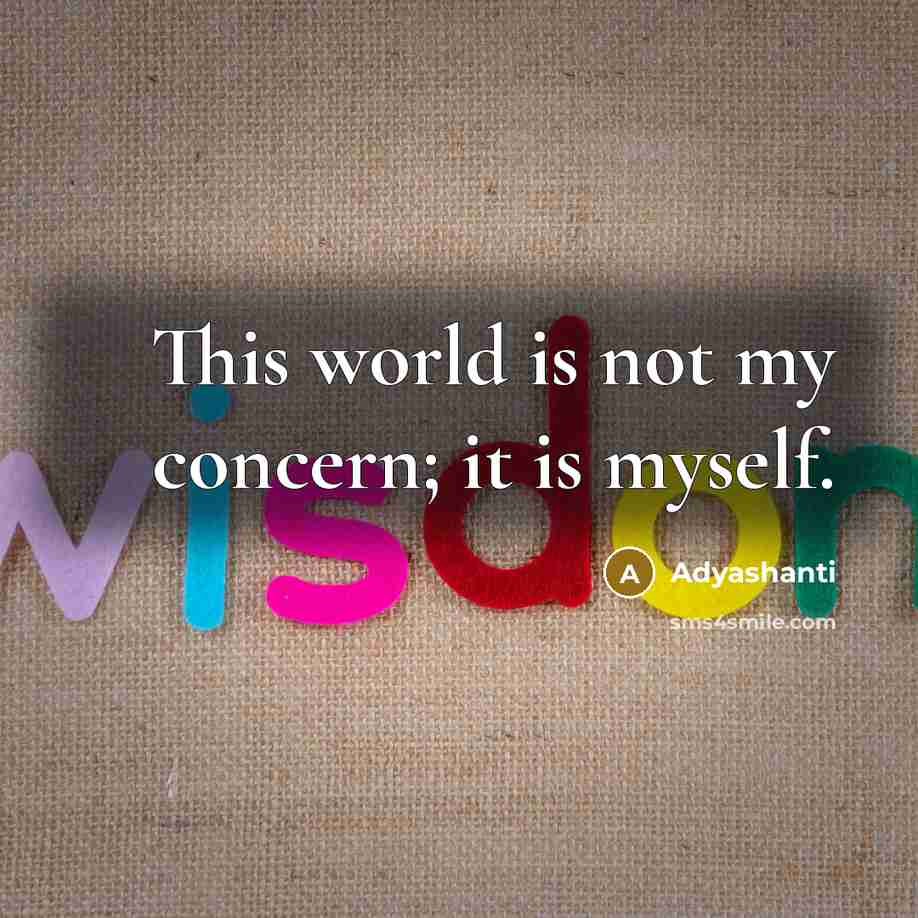 “This world is not my concern; it is myself.…” quote by Adyashanti