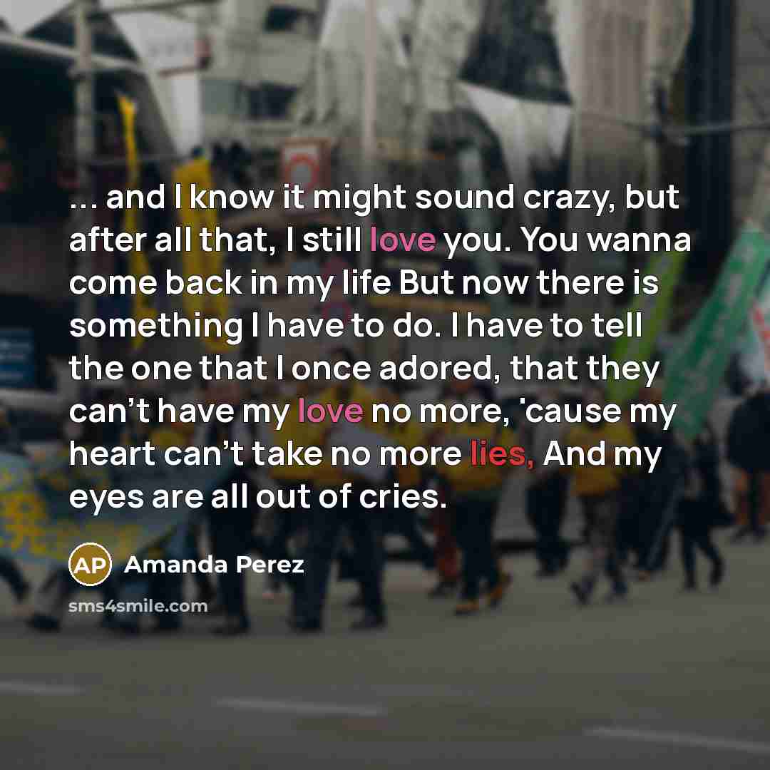 “... and I know it might sound crazy, but after…” quote by Amanda Perez