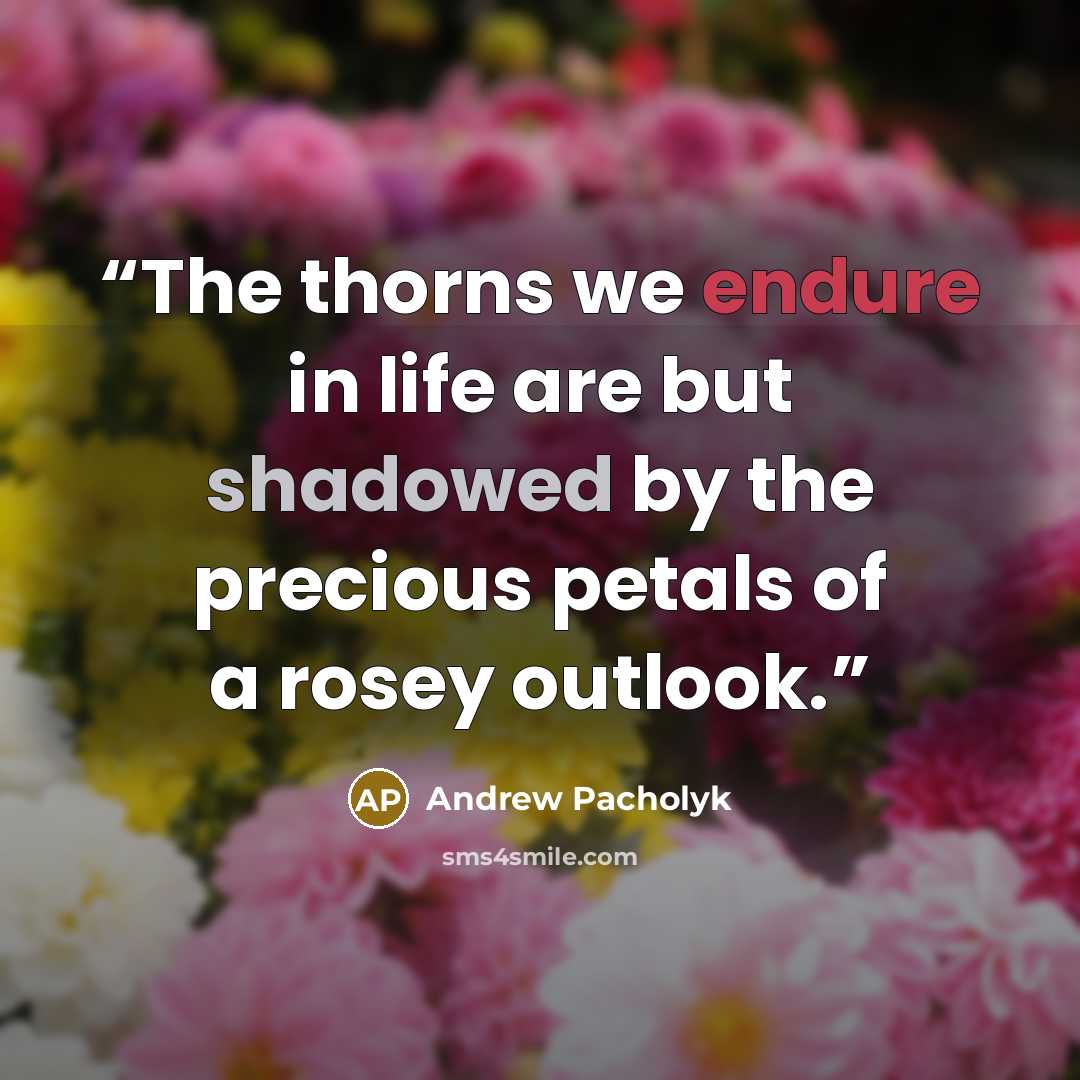 “The thorns we endure in life are but shadowed by the precious petals of a rosey outlook.” quote by Andrew Pacholyk